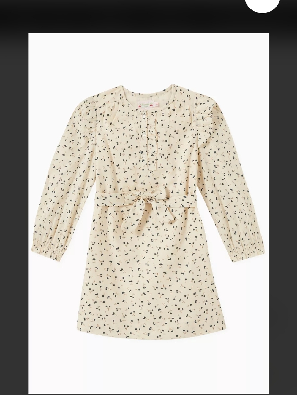 Bonpoint Cream Dress with Black Cherry Print